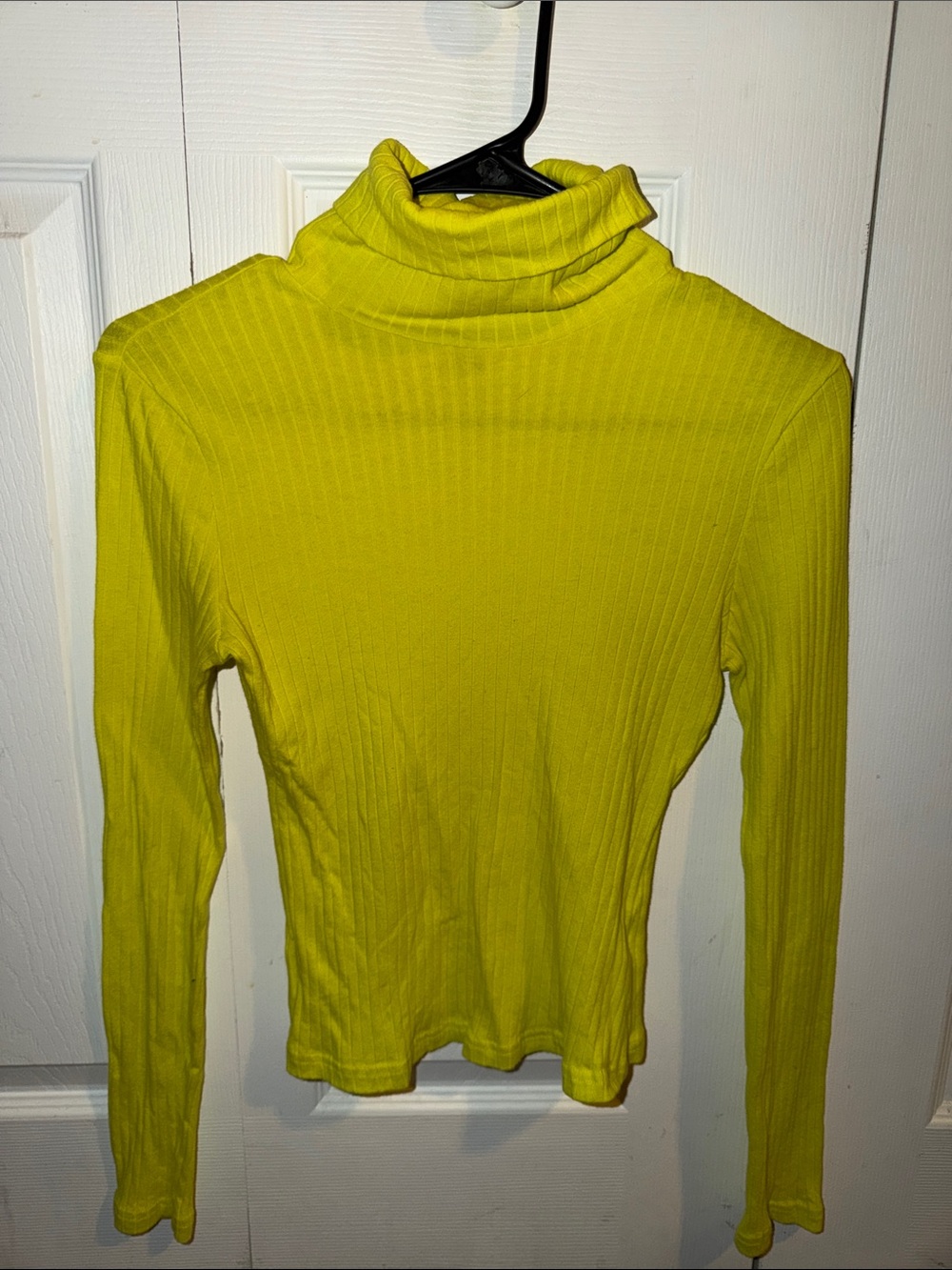 SHEIN Lime Green Ribbed Long Sleeve Turtleneck Top